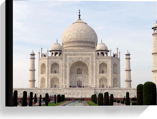 Canvas  - Taj Mahal  - 40x30cm Foto op Canvas Schilderij (Wanddecoratie op Canvas)