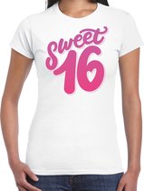 Sweet 16 cadeau t-shirt / outfit wit dames - dames shirt 16 jaar - verjaardag kleding S