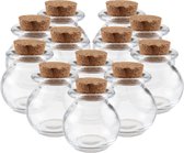 24x Mini glazen ronde flesjes/potjes 5,5 x 6 cm met kurk dop - Hobby/diy - Bedankjes/weggevertjes - Bewaarpotjes/voorraadpotjes