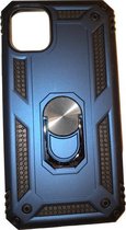 Apple iPhone 11 Pro Max Blauw Shockproof Militairy Hybrid Armour Case Hoesje Met Kickstand Ring - Apple iPhone 11 Pro Max  - Extreem Stevige Anti-Shock Hard Rugged Cover Bumper Hoe