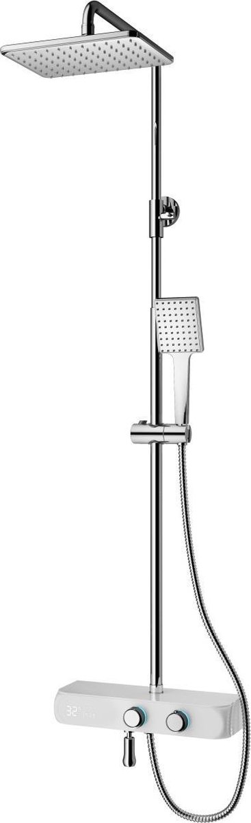 Mawialux thermostatische regendoucheset - Opbouw - Digitaal display - Vierkant - Yukon Chroom Wit