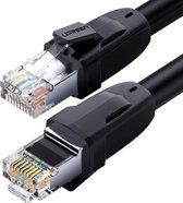 Internetkabel van By Qubix - 5m UGREEN CAT8 Rond Ethernet LAN netwerk kabel (25Gbps) - Zwart - internet kabel