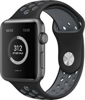 Geschikt voor Apple watch sportbandje 42mm / 44mm - Zwart + Grijs - Geschikt voor Apple watch bandjes