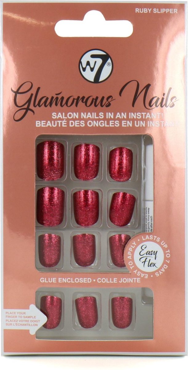W7 Glamorous Nails - Ruby Slipper (met nagellijm)