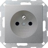 Gira System 55 kunststof wandcontactdoos met aardingspen, aluminium (CEBEC-keurmerk)