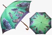 Groene paraplu met uilen 101 cm