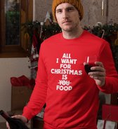 Foute Kersttrui Rood - All I Want For Christmas Is Food - Maat 3XL - Kerstkleding voor dames & heren