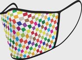 Duopack: Gekleurde geruite blokjes wasbare mondmaskers - M / Stoffen mondkapjes met print / Wasbare Mondkapjes / Mondkapjes / Uitwasbaar / Herbruikbare Mondkapjes / Herbruikbaar / Ov geschikt