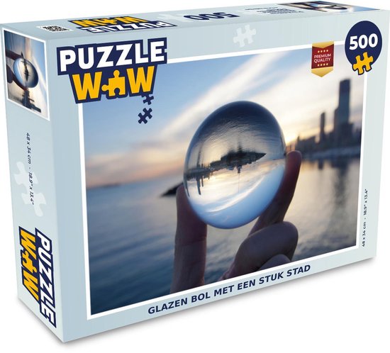 Puzzel 500 stukjes Glazen bol - Glazen bol met een stuk stad puzzel 500  stukjes -... | bol.com