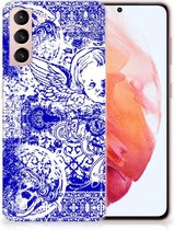Back Case TPU Siliconen Hoesje Samsung Galaxy S21 Smartphone hoesje Angel Skull Blue