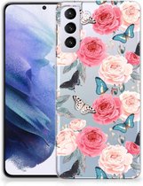 Coque Smartphone pour Samsung Galaxy S21 Plus Coque Roses Papillon