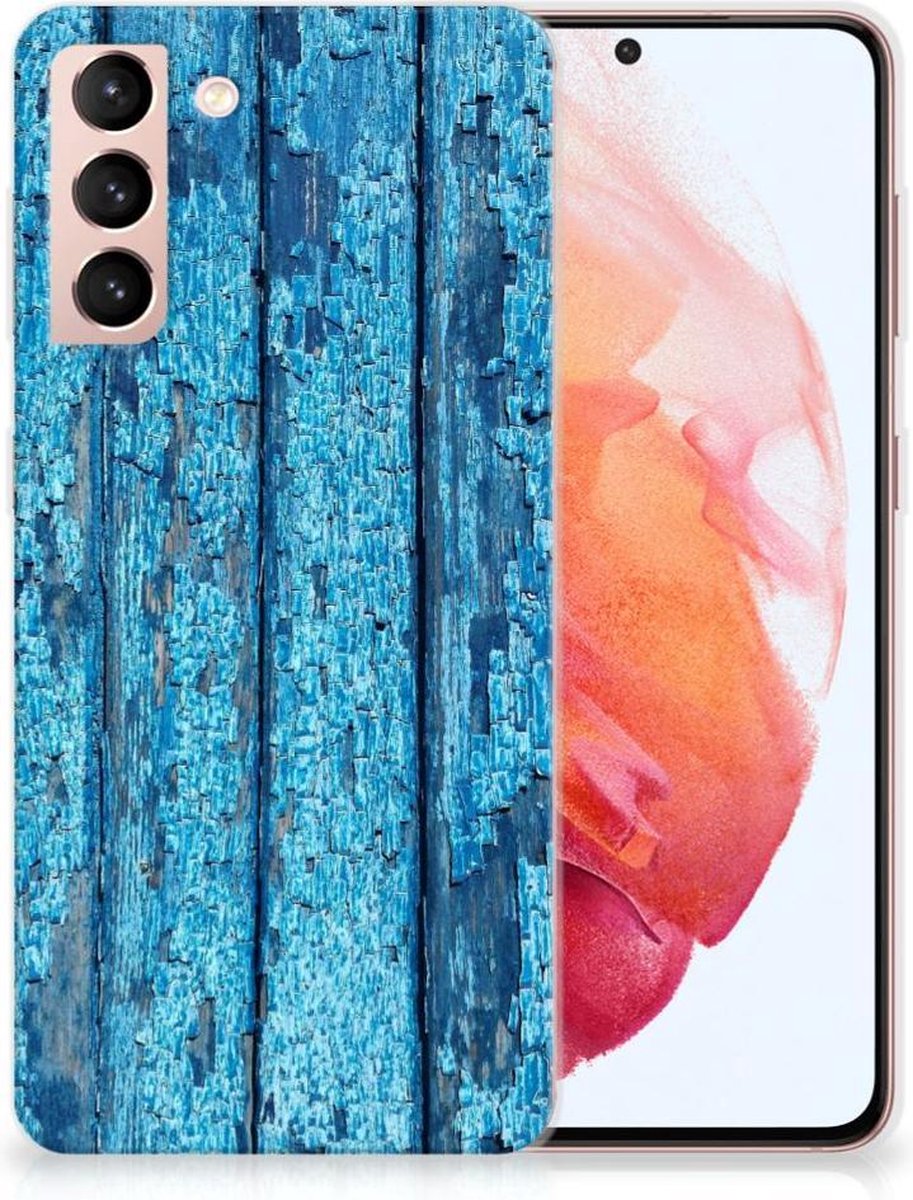 Samsung Galaxy S21 Bumper Hoesje Wood Blue