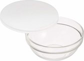 4x morceaux de plats en verre / bols avec couvercle 20 cm - Enregistrer / service de salade - Échelles/ bols de verre
