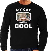 Auto rijjdende kat katten trui / sweater my cat is serious cool zwart - heren - katten / poezen liefhebber cadeau sweaters 2XL