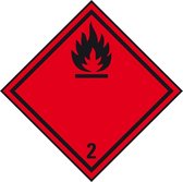 ADR klasse 2.1 sticker brandbare gassen, zeewaterbestendig 150 x 150 mm