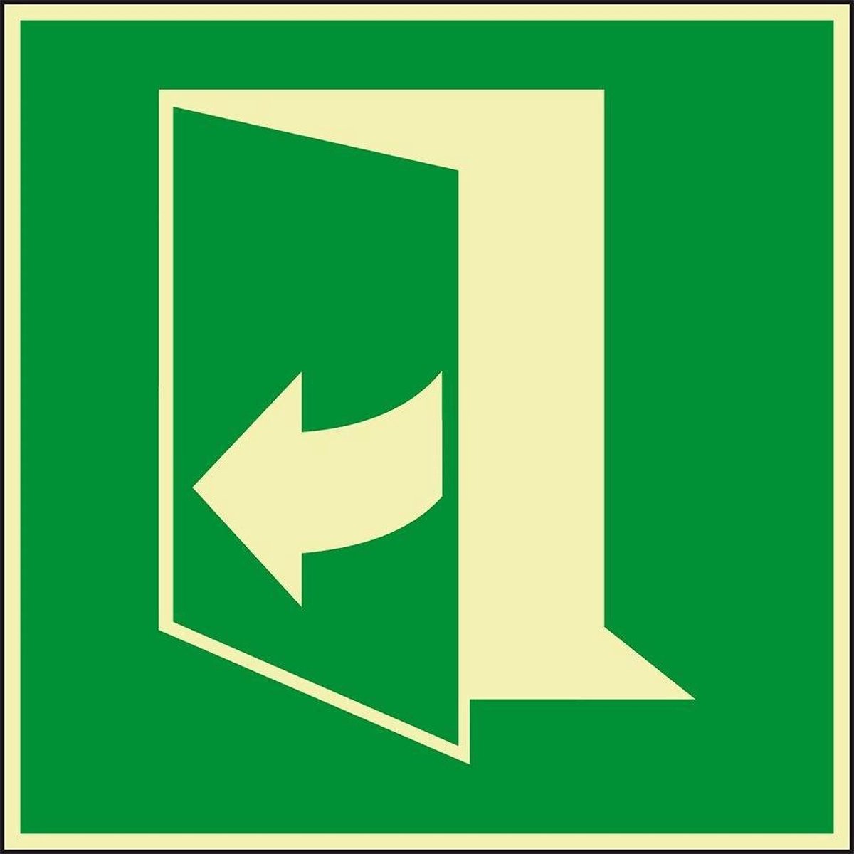 Extra lichtgevende deur trekken rechts sticker, 100 x 100 mm, E058