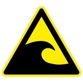 Waarschuwingssticker tsunamigebied - ISO 7010 - W056 200 mm
