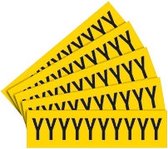 Letter stickers alfabet met laminaat - 5 x 10 stuks - geel zwart Letter Y teksthoogte 30 mm