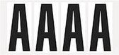 Letter stickers alfabet - 20 kaarten - zwart wit teksthoogte 95 mm Letter A