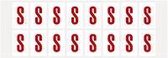 Letter stickers alfabet - 20 kaarten - rood wit teksthoogte 25 mm Letter S