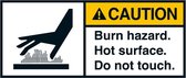 Caution Burn hazard sticker, ANSI, 2 per vel 70 x 160 mm
