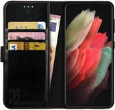 Rosso Element Book Case Wallet Hoesje Geschikt voor Samsung Galaxy S21 Ultra | Portemonnee | 3 Pasjes | Magneetsluiting | Stand Functie | Zwart