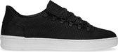 Manfield - Heren - Zwarte nubuck sneakers met patroon - Maat 45