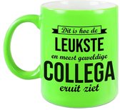 Leukste en meest geweldige collega cadeau koffiemok / theebeker neon groen 330 ml