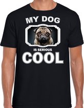 Coole mopshond honden t-shirt my dog is serious cool zwart - heren - coole mopshonden liefhebber cadeau shirt M