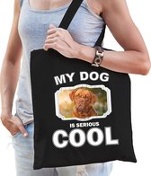 Dieren Franse Mastiff tasje katoen volw + kind zwart - my dog is serious cool kado boodschappentas/ gymtas / sporttas - honden / hond