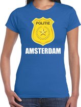 Politie embleem Amsterdam carnaval verkleed t-shirt blauw voor dames XS