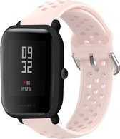 Siliconen Smartwatch bandje - Geschikt voor  Xiaomi Amazfit Bip siliconen bandje met gaatjes - lichtroze - Horlogeband / Polsband / Armband