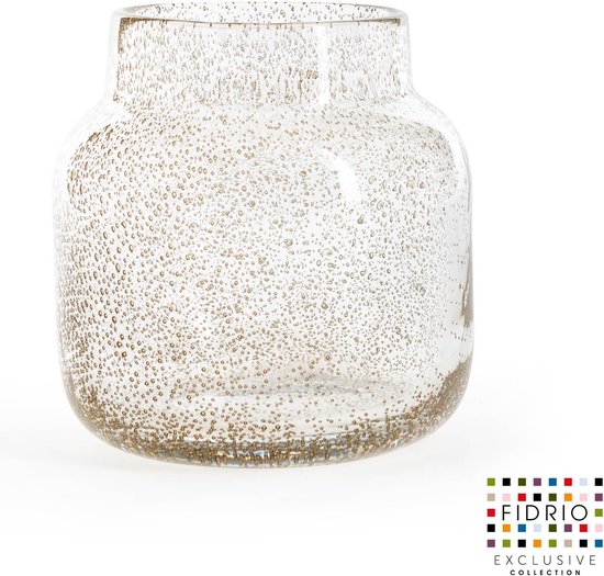 Design vaas Bloom - Fidrio BUBBLES CLEAR - glas, mondgeblazen bloemenvaas - hoogte 15 cm