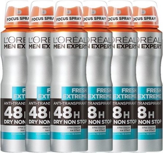 L’Oréal Paris Men Expert Fresh Extreme 48H Deodorant Spray - 6 x 150 ml - Voordeelverpakking