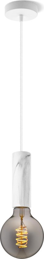Home Sweet Home hanglamp Marmer Saga - hanglamp inclusief LED lamp G125 dubbele spiraal - dimbaar - pendel lengte 100 cm - inclusief E27 LED lamp - rook