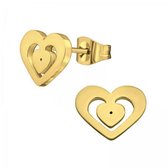 Aramat jewels ® - Aramat jewels oorbellen zweerknopjes hart goudkleurig staal 11x9mm
