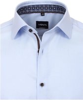 VENTI modern fit overhemd - lichtblauw structuur (contrast) - Strijkvrij - Boordmaat: 40