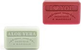 zeep set savon de marseille aloe vera + I love you- Valentijn - Moederdag 2x125 gr.