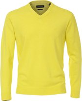 Casa Moda heren trui katoen V-hals - geel - Maat: XL