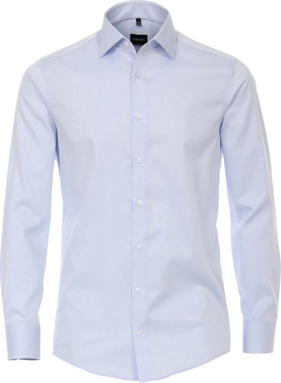 VENTI modern fit overhemd - mouwlengte 72 cm - twill - blauw - Strijkvriendelijk - Boordmaat: 45