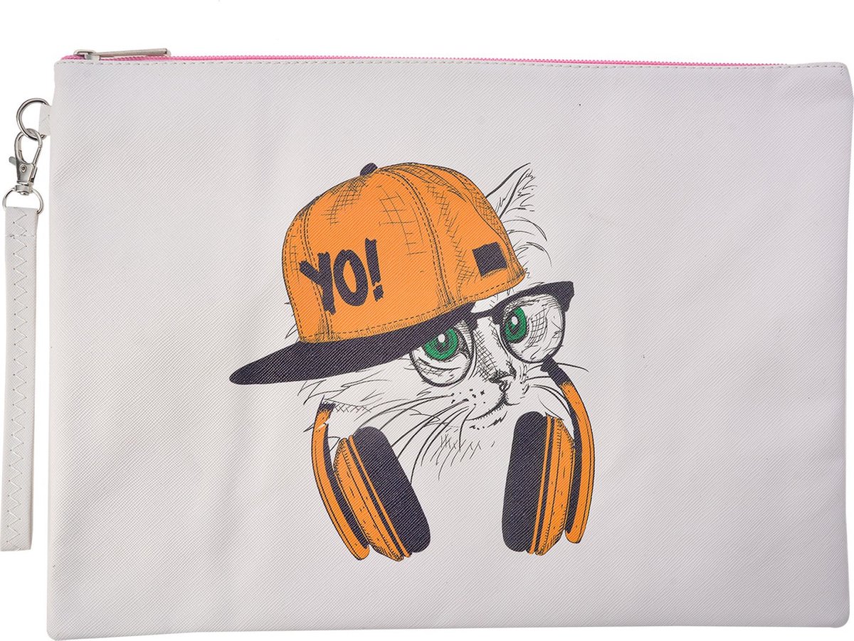 Melady Toilettas Dames 34x24 cm Wit Kunststof Rechthoek Kat