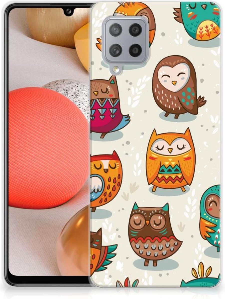 Samsung Galaxy A42 TPU Hoesje Vrolijke Uilen