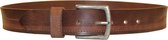 IZZLE Kleding riem Cirilo - Rundleer nikkelvrije gesp - Donkerbruin - 3,5/4cm breed - 105cm lang - Cadeautip