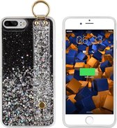 BackCover met handige Strap en Ring - Telefoonhoesje - Hoesje voor Apple iPhone SE 2020/8/7/6 - Zwart met glitter