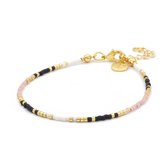 Mint15 Armband 'Delicate Bracelet – Black & Pastel Pink' - Goud