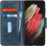 Samsung Galaxy S21 Ultra Hoesje Wallet Book Case Blauw