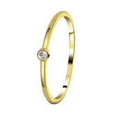 Lucardi Dames Ring goldplated met zirkonia - Ring - Cadeau - Echt Zilver - Goudkleurig