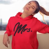 Mr & Mrs Hoodie Premium Red Black (Mrs - Maat 3XL) | Koppel Cadeau | Valentijn Cadeautje voor hem & haar