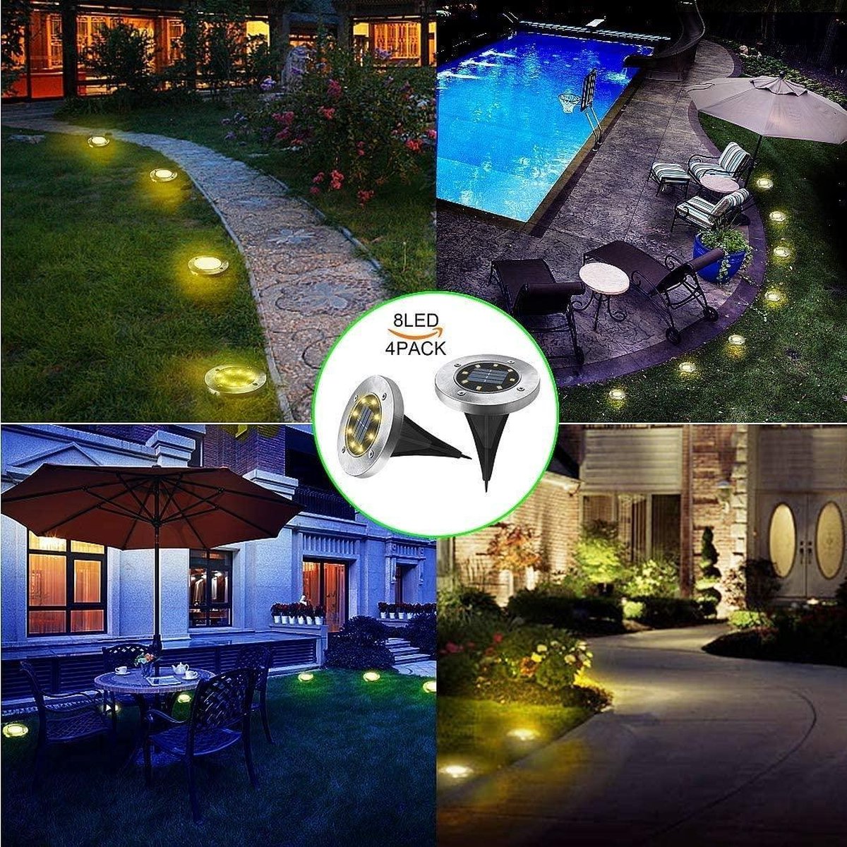 BOTC Solar Grondspot 4x LED Grondspots Solar Tuin Set