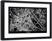 Foto in frame , Plattegrond Wenen , 120x80cm , Zwart wit , wanddecoratie
